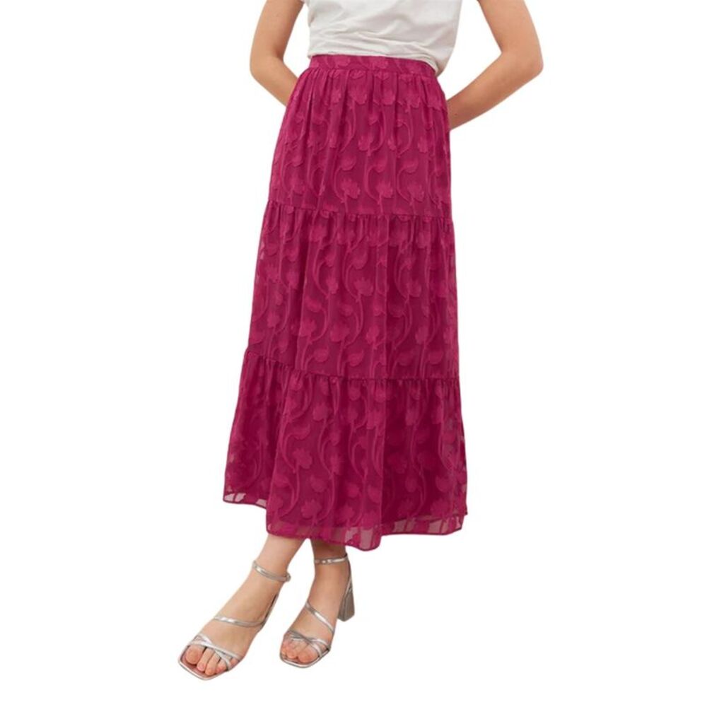 Lovedrobe Womens/Ladies Burnout Floral Maxi Skirt / Fuchsia